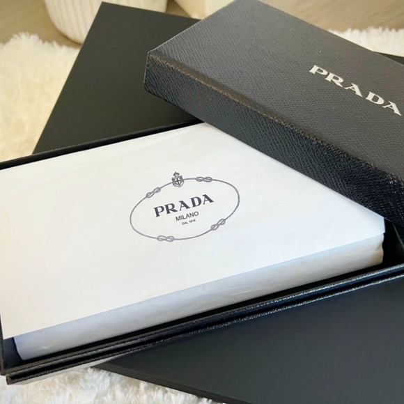 Prada Bow Flap Saffiano Leather Long Wallet Baby Blue - Picture 5 of 6